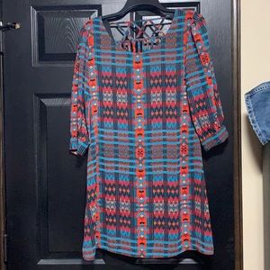 Boho Aztec Midi Dress with Open back detail